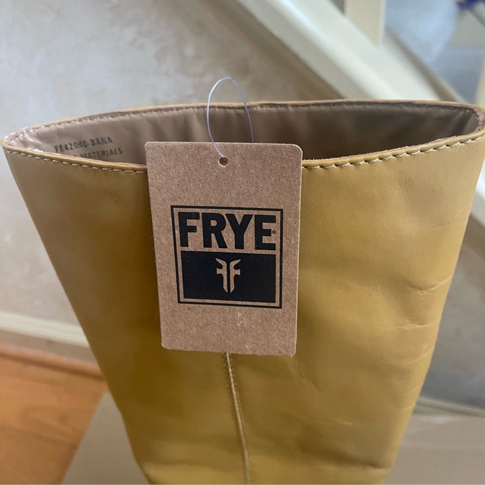 FRYE Banana boots Camryn Tall Pull on Leather Yellow Western Dark Academia Sz 9 - Picture 16 of 16